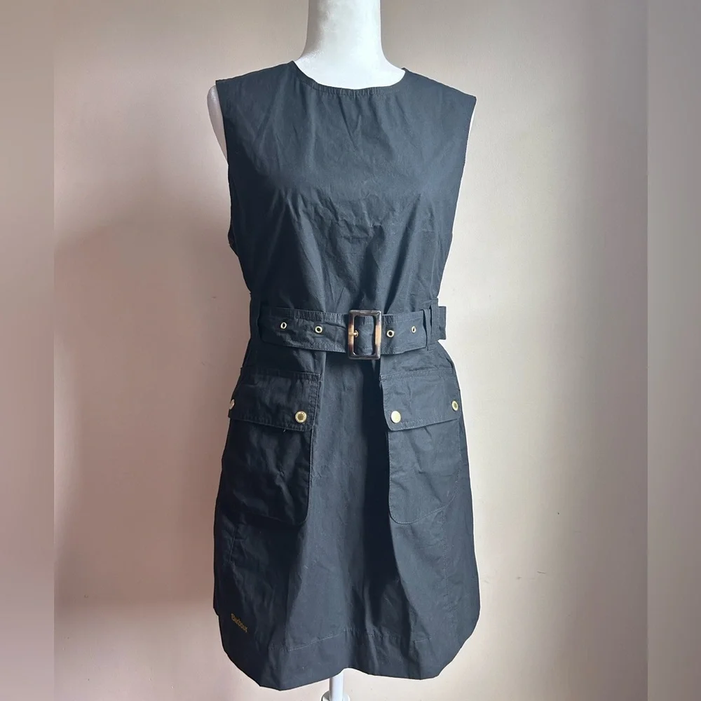 Barbour Black Mini Dress with Belt - Picture 6 of 13